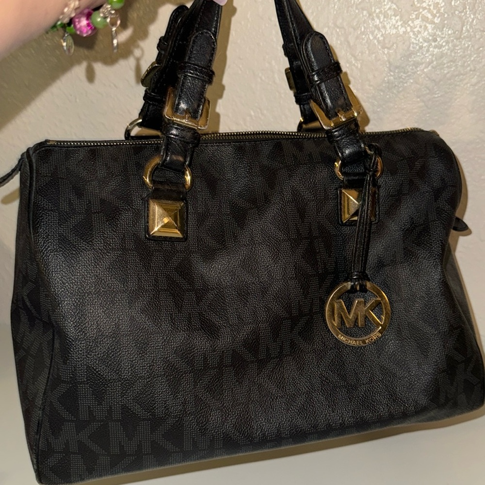 Michael Kors black purse with logo print